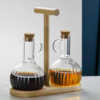 Set Alcuza Aceitera y Vinagrera con Soporte de Madera