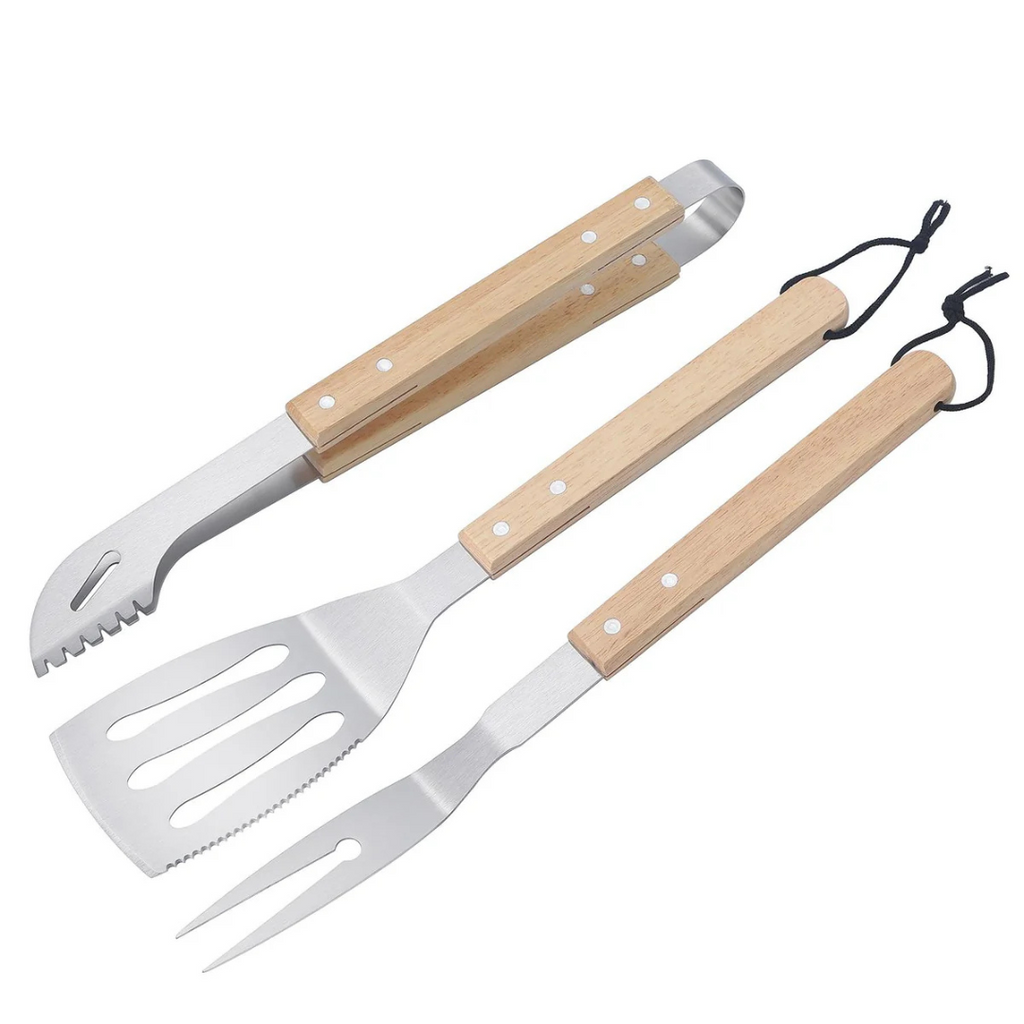 Set Parrillero Fontina 3 Piezas (Pinza + Espatula + Tenedor)