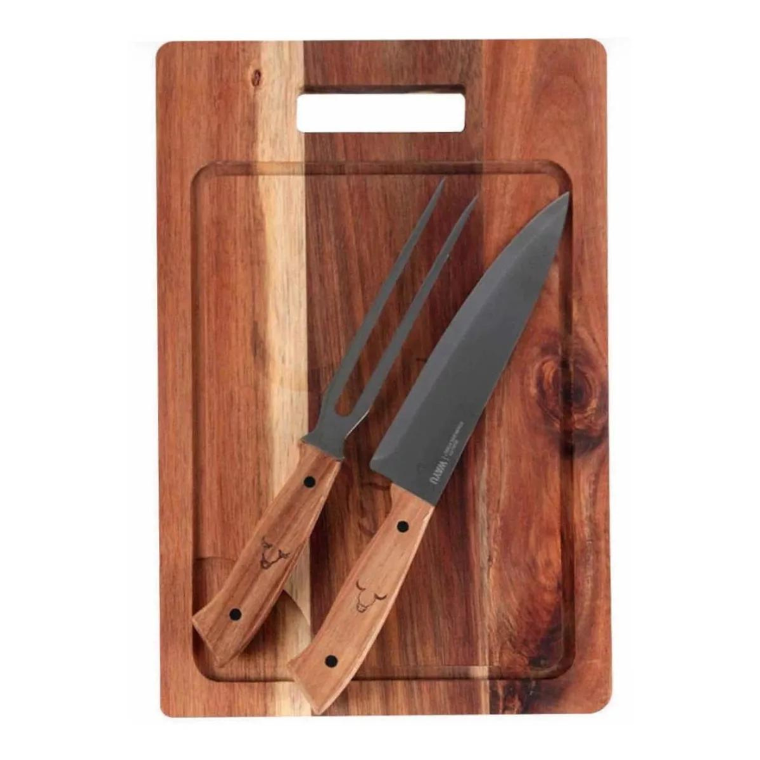 Set Parrillero Wayu (Delantal + Cuchillo + Tenedor + Tabla)