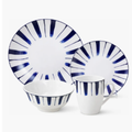 Juego De Vajilla Loza 16 Piezas Para 4 Personas Blanco Con Azul