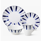 Juego De Vajilla Loza 16 Piezas Para 4 Personas Blanco Con Azul