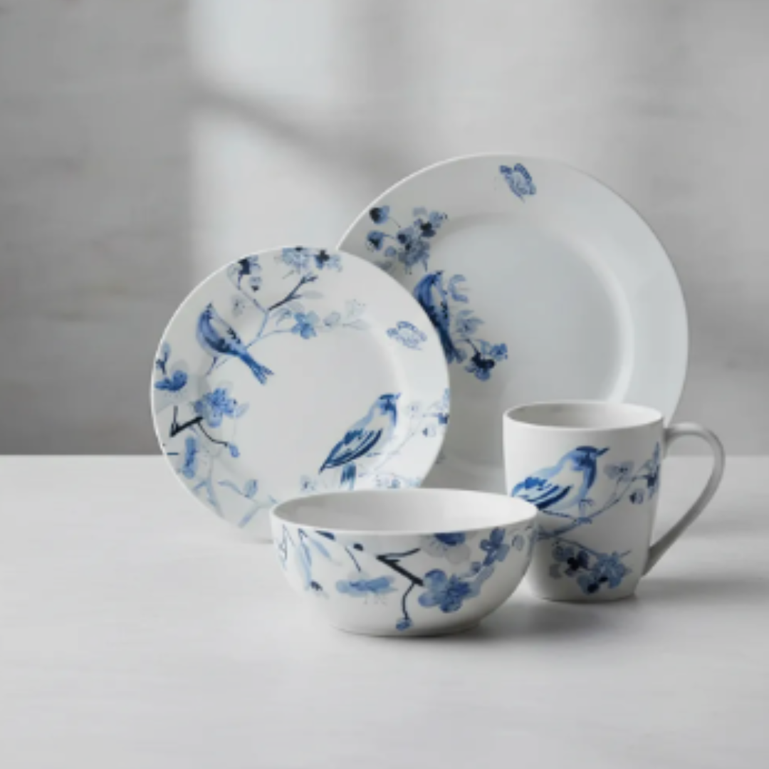 Juego De Vajilla Loza 16 Piezas Para 4 Personas Aves