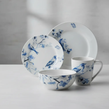 Juego De Vajilla Loza 16 Piezas Para 4 Personas Aves