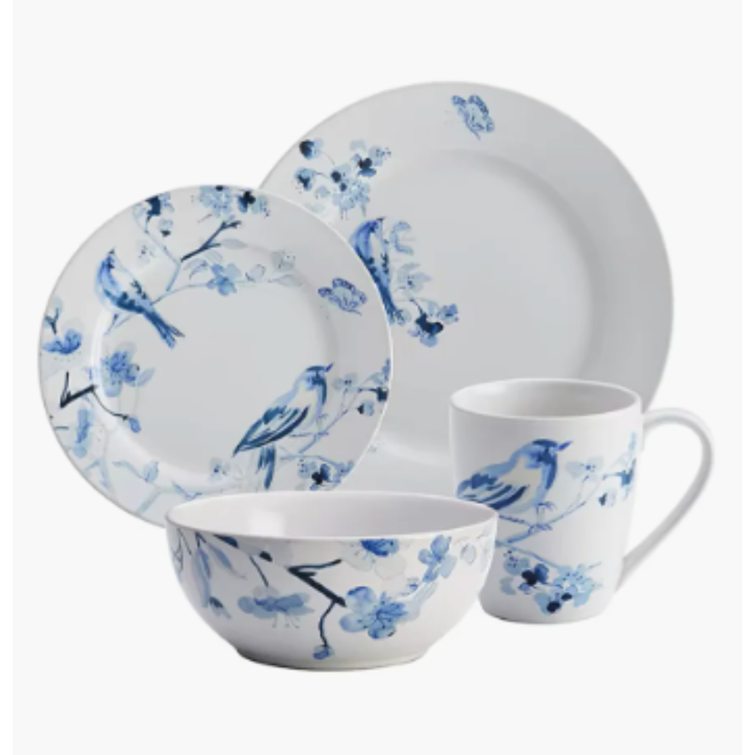 Juego De Vajilla Loza 16 Piezas Para 4 Personas Aves