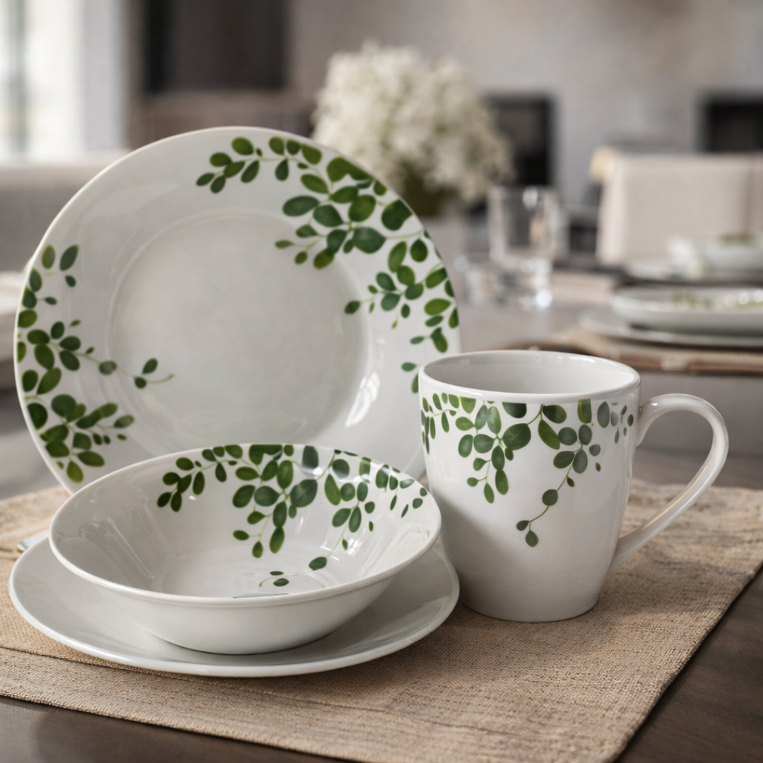 Juego De Vajilla Loza 16 Piezas Para 4 Personas Hojas