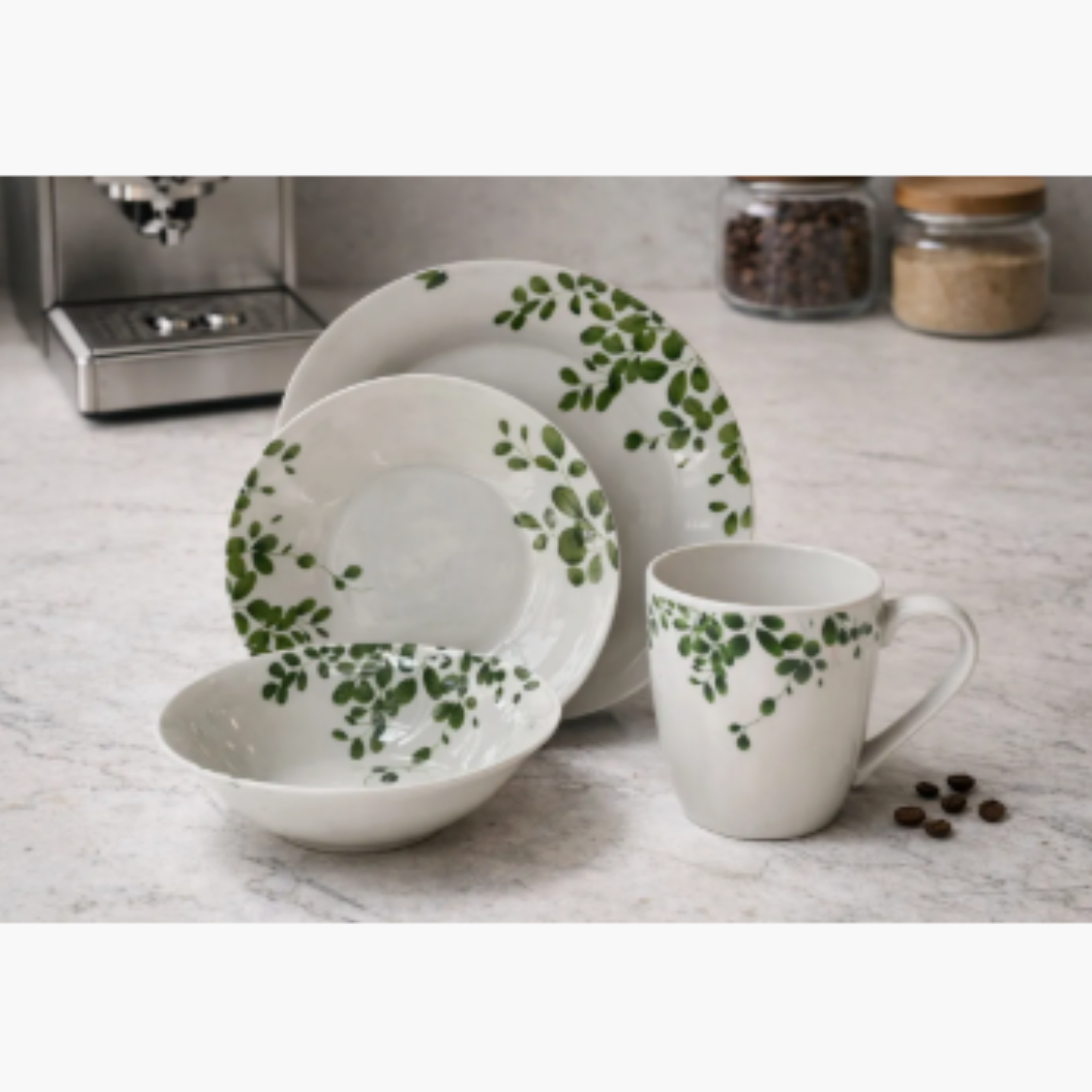 Juego De Vajilla Loza 16 Piezas Para 4 Personas Hojas