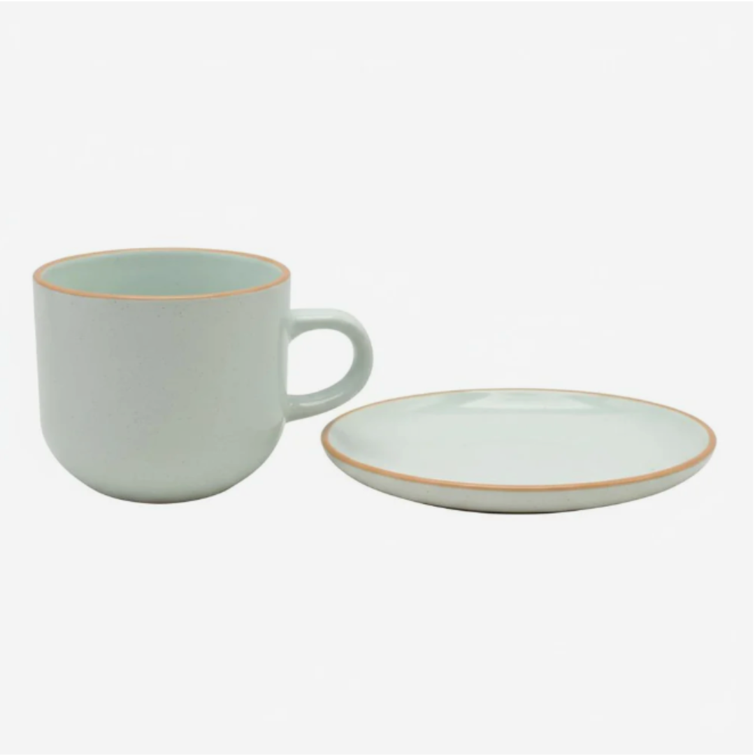 Set 6 Tazas + 6 Platos Te o Cafe Ceramica Hallen 350 ML