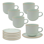 Set 6 Tazas + 6 Platos Te o Cafe Ceramica Hallen 350 ML