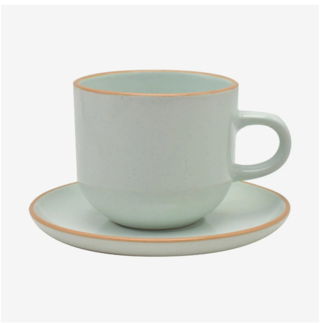 Set 6 Tazas + 6 Platos Te o Cafe Ceramica Hallen 350 ML