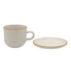 Set 6 Tazas + 6 Platos Te o Cafe Ceramica Hallen 350 ML