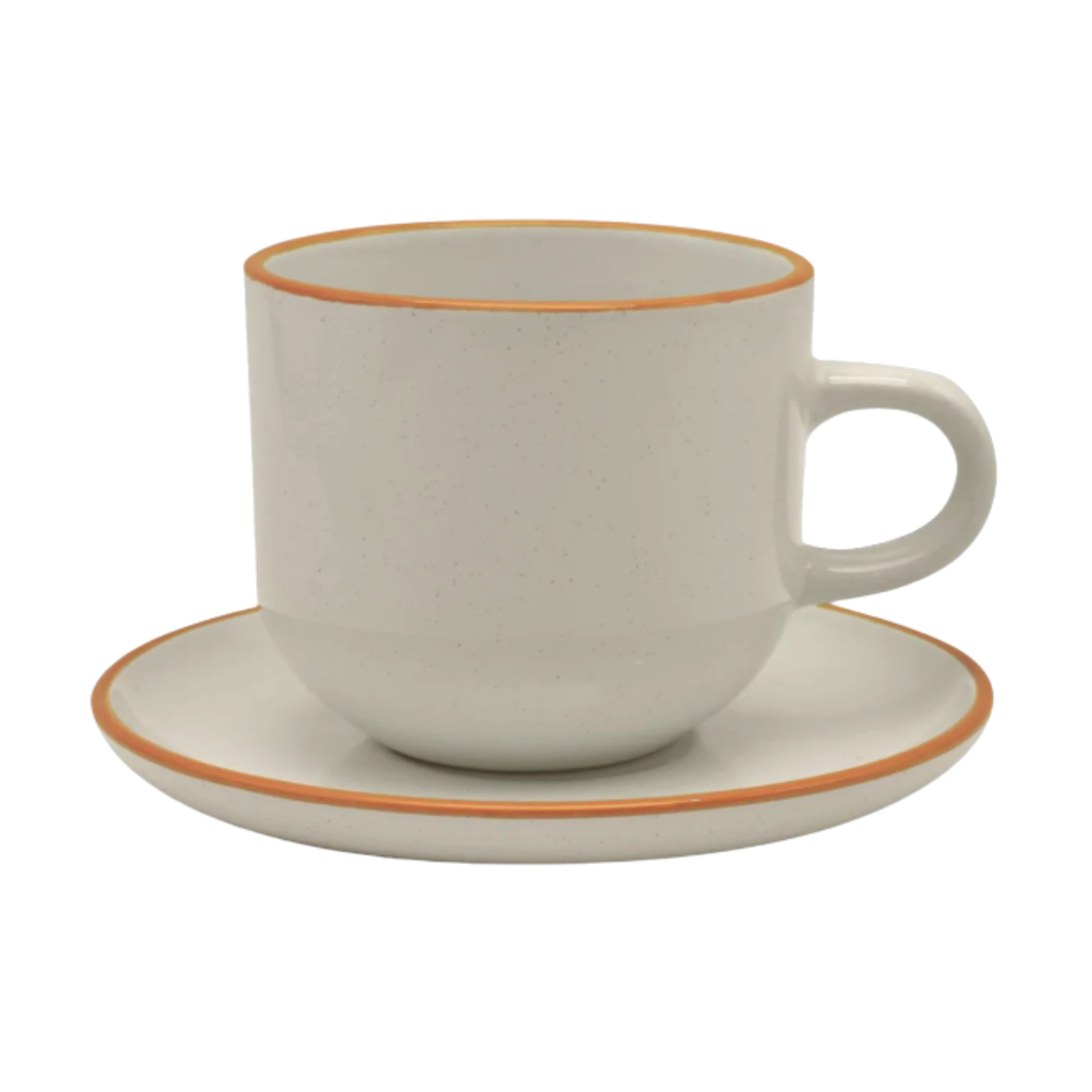 Set 6 Tazas + 6 Platos Te o Cafe Ceramica Hallen 350 ML