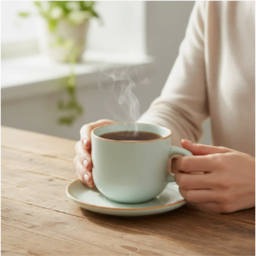 Set 6 Tazas + 6 Platos Te o Cafe Ceramica Hallen 350 ML