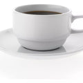 Set de 6 Tazas con Platillos Apilables 100 ml Blanco Ceramica