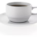 Set de 6 Tazas con Platillos Apilables 100 ml Blanco Ceramica