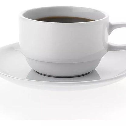 Set de 6 Tazas con Platillos Apilables 100 ml Blanco Ceramica