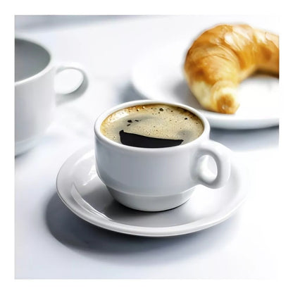 Set de 6 Tazas con Platillos Apilables 100 ml Blanco Ceramica
