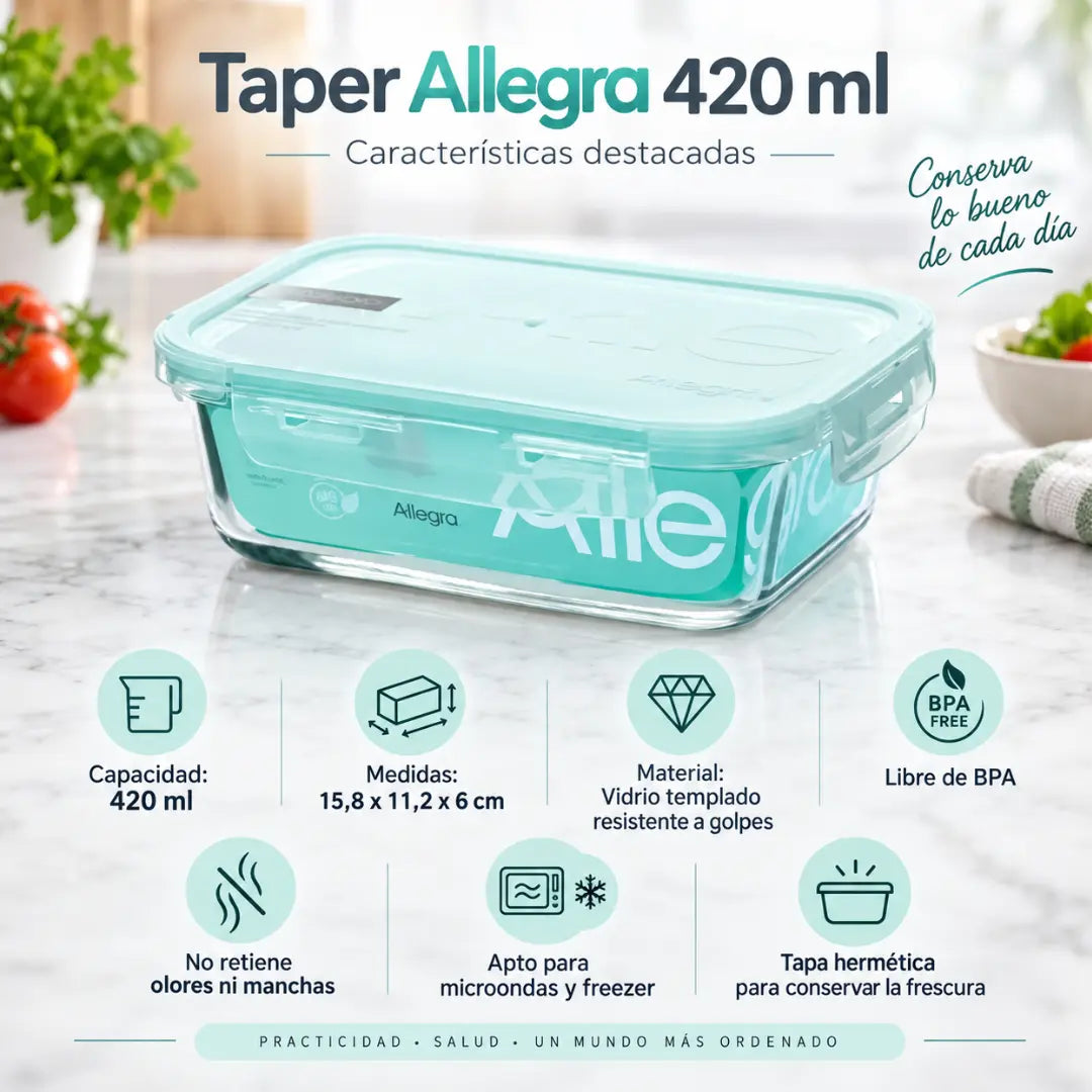 Set 6 Tápers Allegra 420 ml de Vidrio Templado