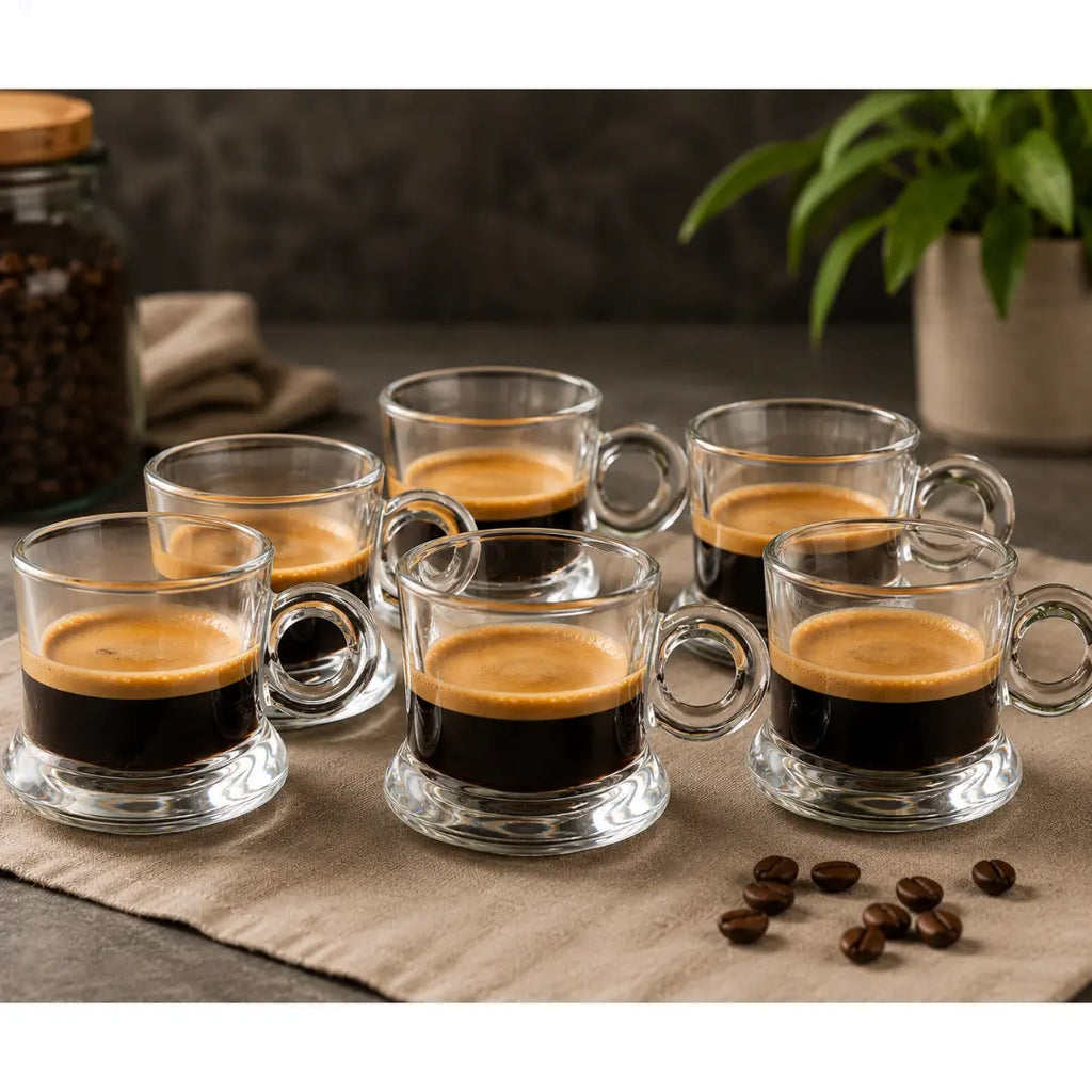Set 6 Tazas de Vidrio para Café Espresso 80 ml