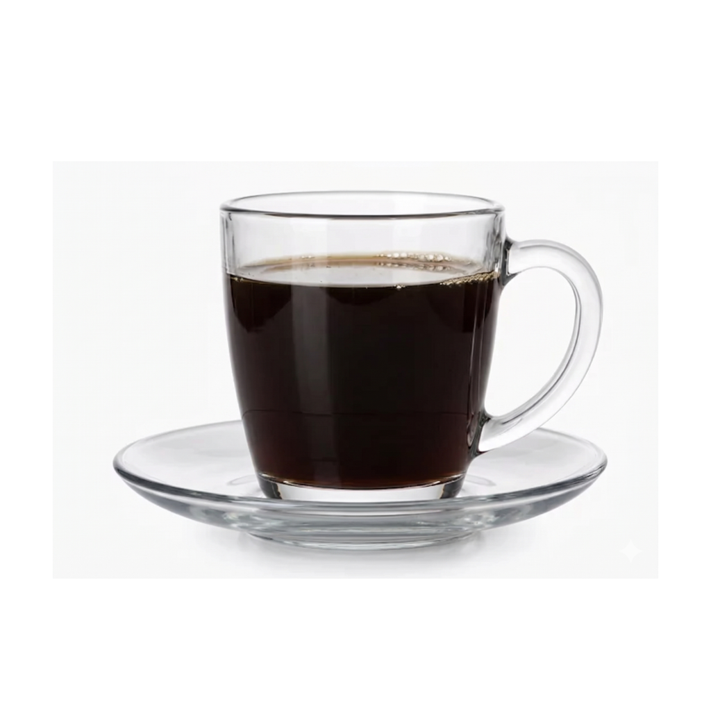 Set 6 Tazas de Vidrio 310ml con Platos