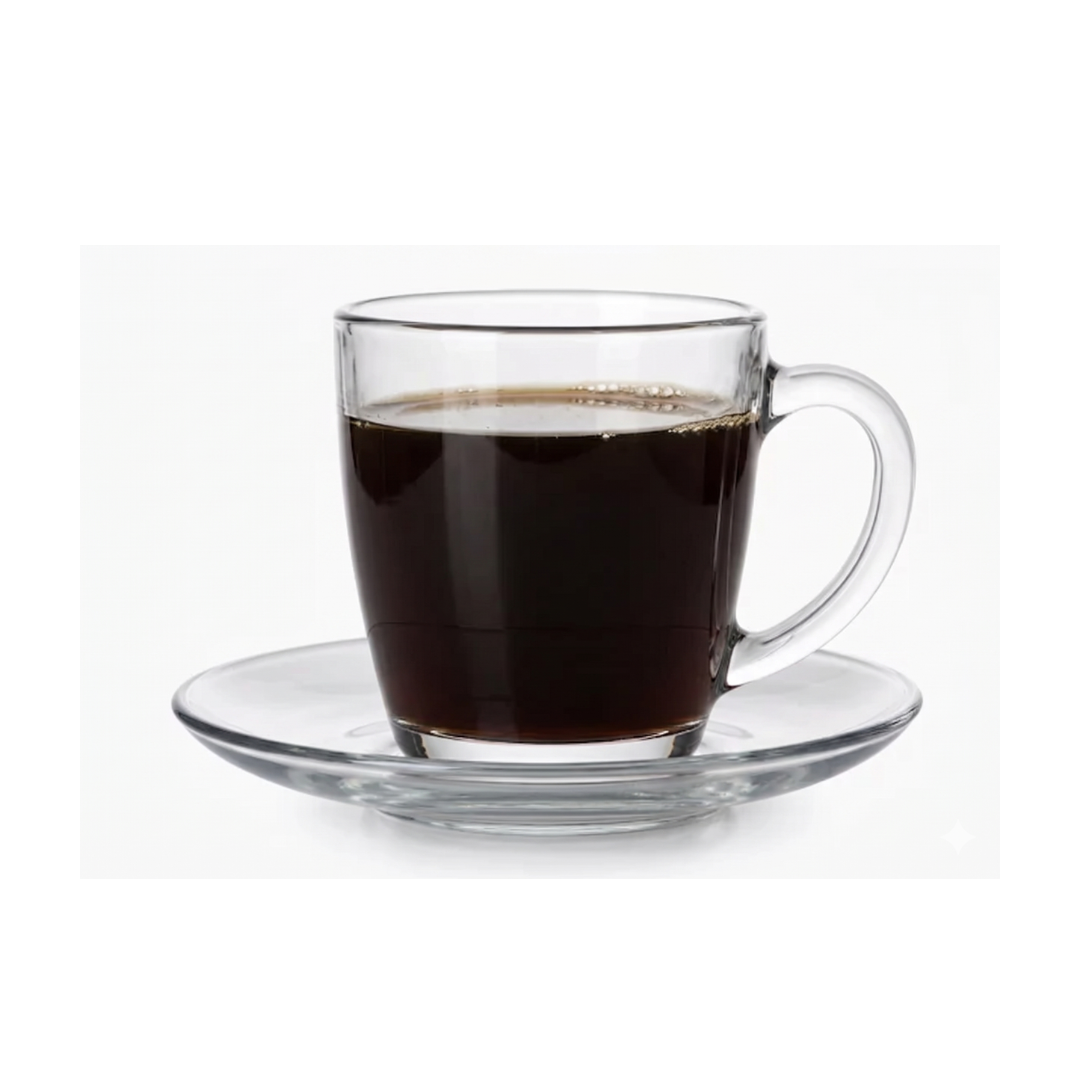 Set 6 Tazas de Vidrio 310ml con Platos