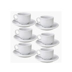 Set 6 Tazas de Café Espresso 80ml con Plato | Porcelana Blanca