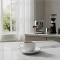 Set 6 Tazas de Café Espresso 80ml con Plato | Porcelana Blanca