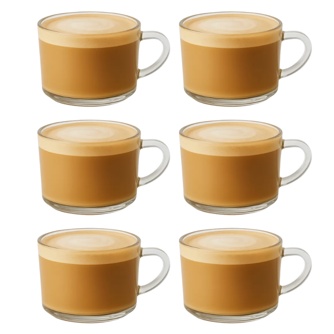 Set 6 Tazas Vidrio Te Cafe Latte Capuccino 270 Ml 