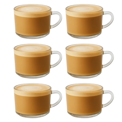 Set 6 Tazas Vidrio Te Cafe Latte Capuccino 270 Ml 