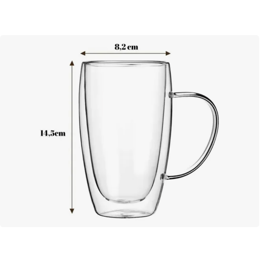 Taza Doble Pared Vidrio Borosilicato 450 ML