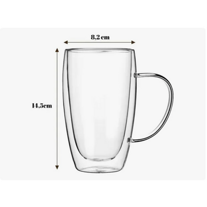 Taza Doble Pared Vidrio Borosilicato 450 ML