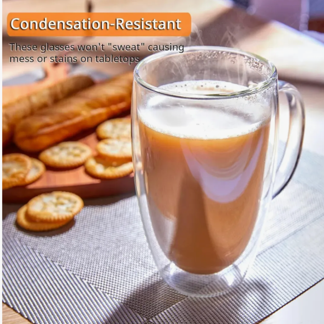 Taza Doble Pared Vidrio Borosilicato 450 ML