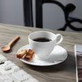 Set 6 Tazas de Café con Plato 160ml Cerámica Blanca