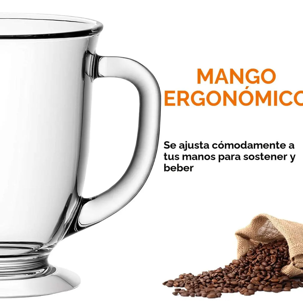 Set de 6 Tazas Jumbo de Vidrio 490ml Transparente | Mug
