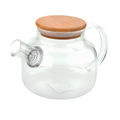 Tetera de Vidrio 1 Litro  con Tapa de Madera