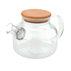 Tetera de Vidrio 1 Litro  con Tapa de Madera