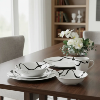 Juego De Vajilla Loza 16 Piezas Para 4 Personas Zebra