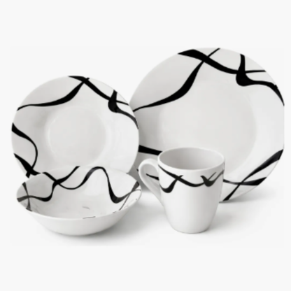 Juego De Vajilla Loza 16 Piezas Para 4 Personas Zebra