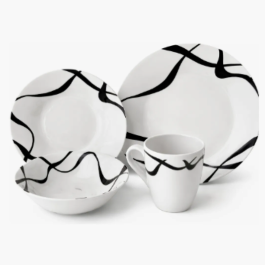 Juego De Vajilla Loza 16 Piezas Para 4 Personas Zebra