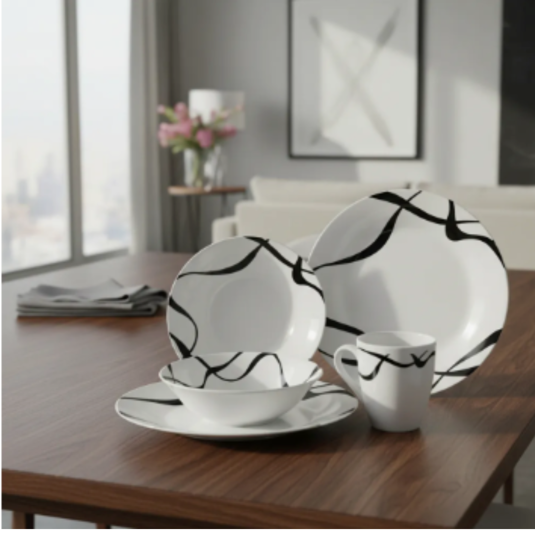 Juego De Vajilla Loza 16 Piezas Para 4 Personas Zebra