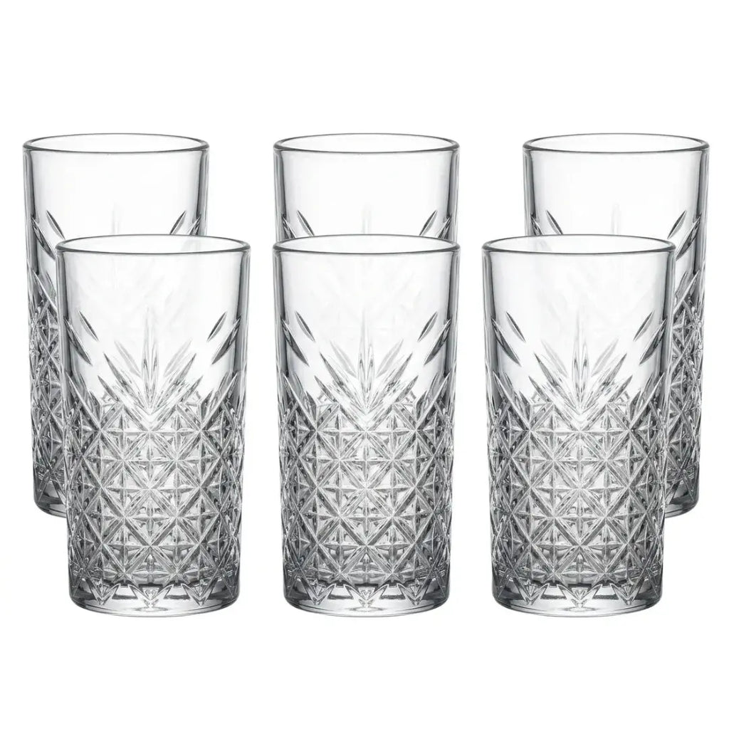Set 6 Vasos Altos de Vidrio Vintage 480 ml