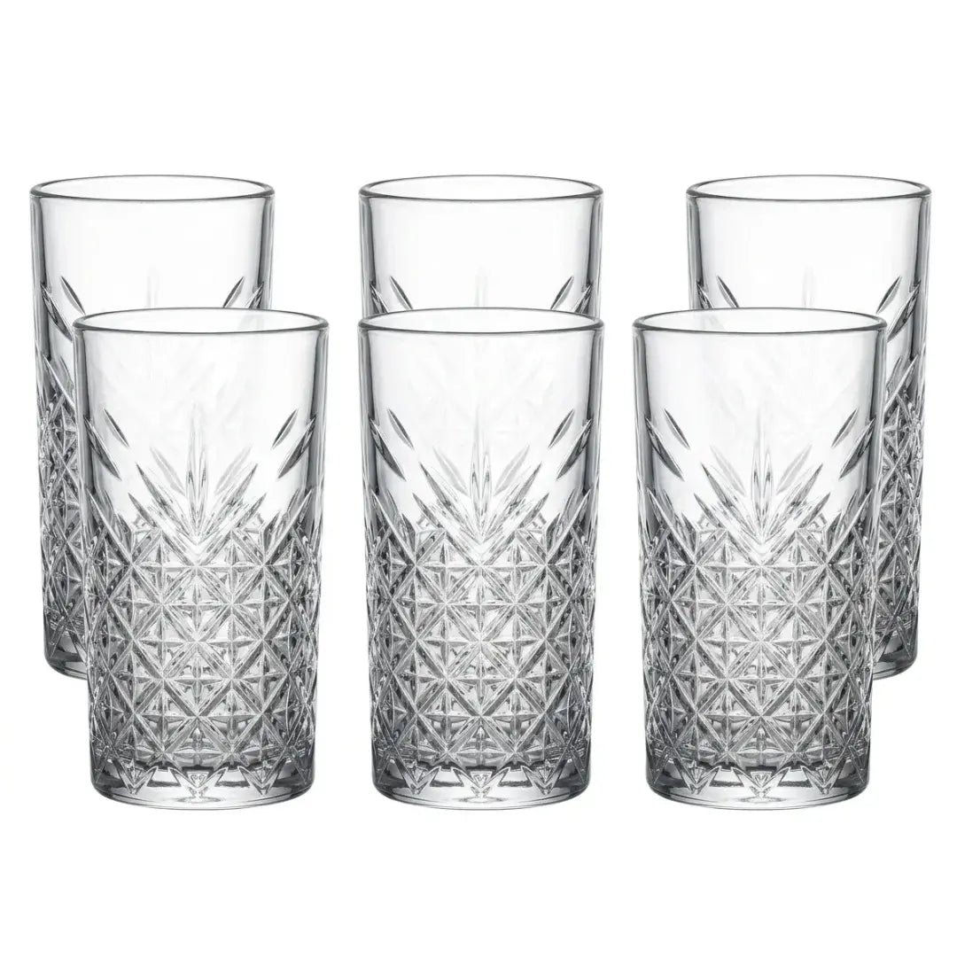 Set 6 Vasos Altos de Vidrio Vintage 480 ml