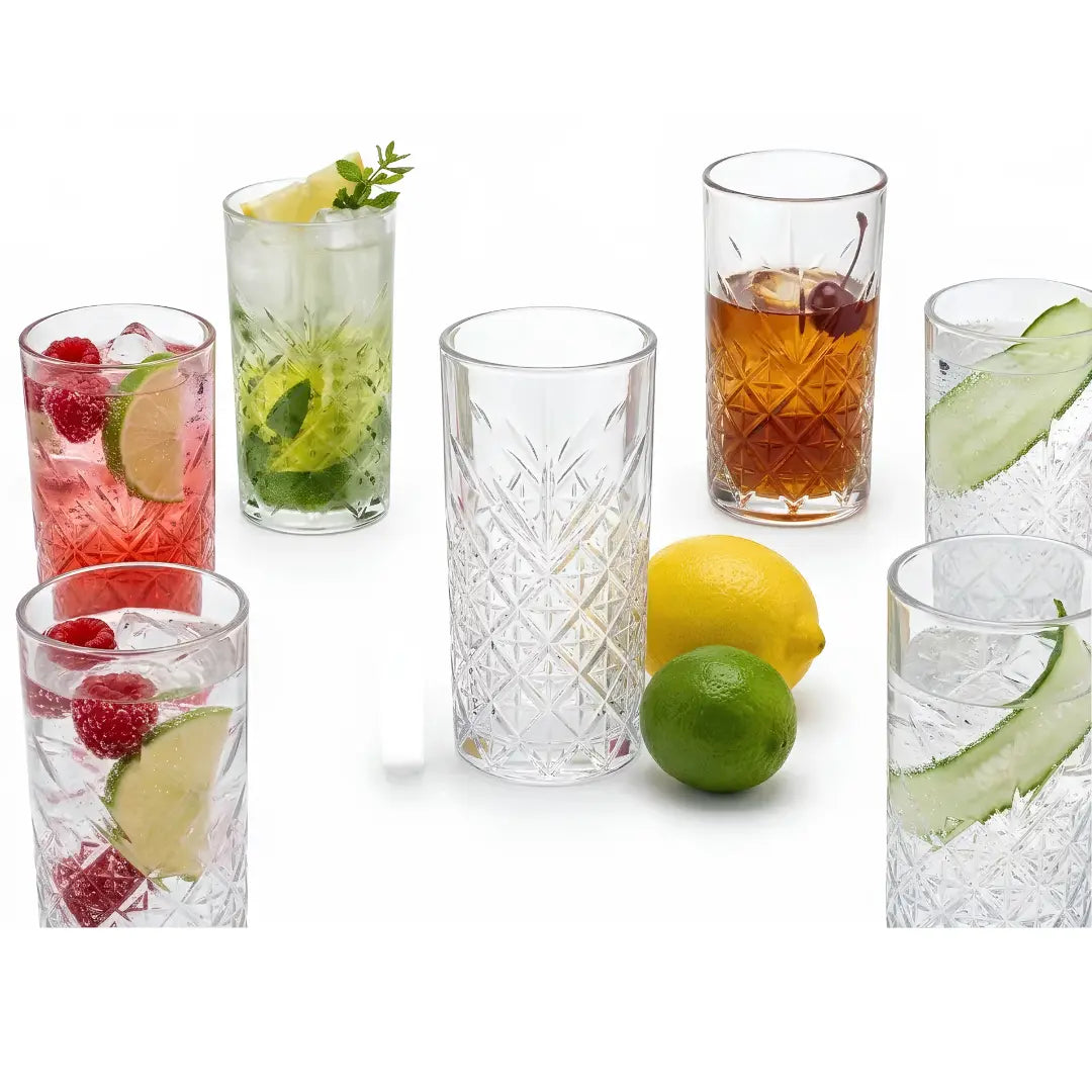 Set 6 Vasos Altos de Vidrio Vintage 480 ml