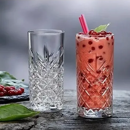 Set 6 Vasos Altos Tallados 380 ML Coctail Mojitos