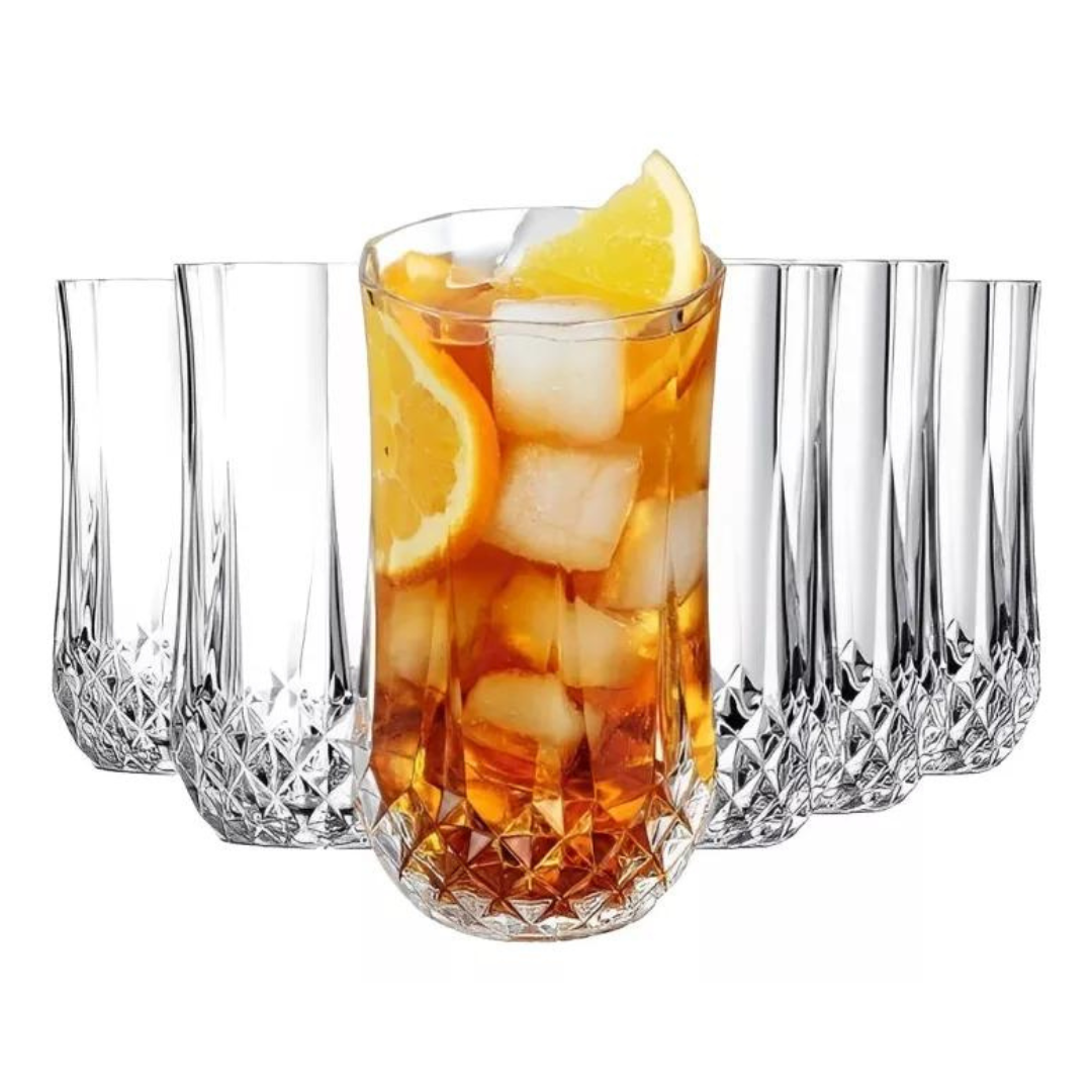 Set 6 Vasos de Vidrio Tallados 235 ML Elegantes