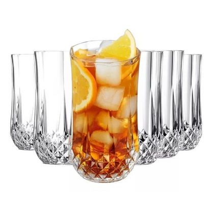 Set 6 Vasos de Vidrio Tallados 235 ML Elegantes