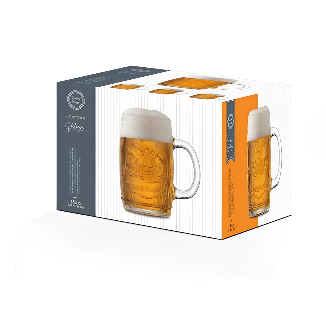 Set 4 Vasos Shoperos Cerveza Vikingos 480 ML