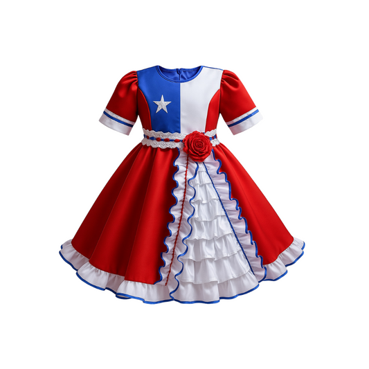 Vestido Niñas Fechas Patrias Bandera de Chile