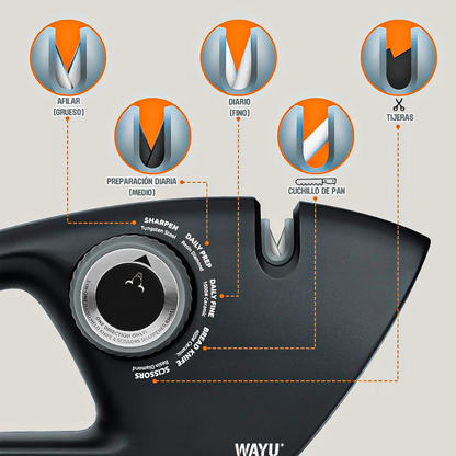 Afilador de Cuchillos Multifunciones Wayu 5 en 1