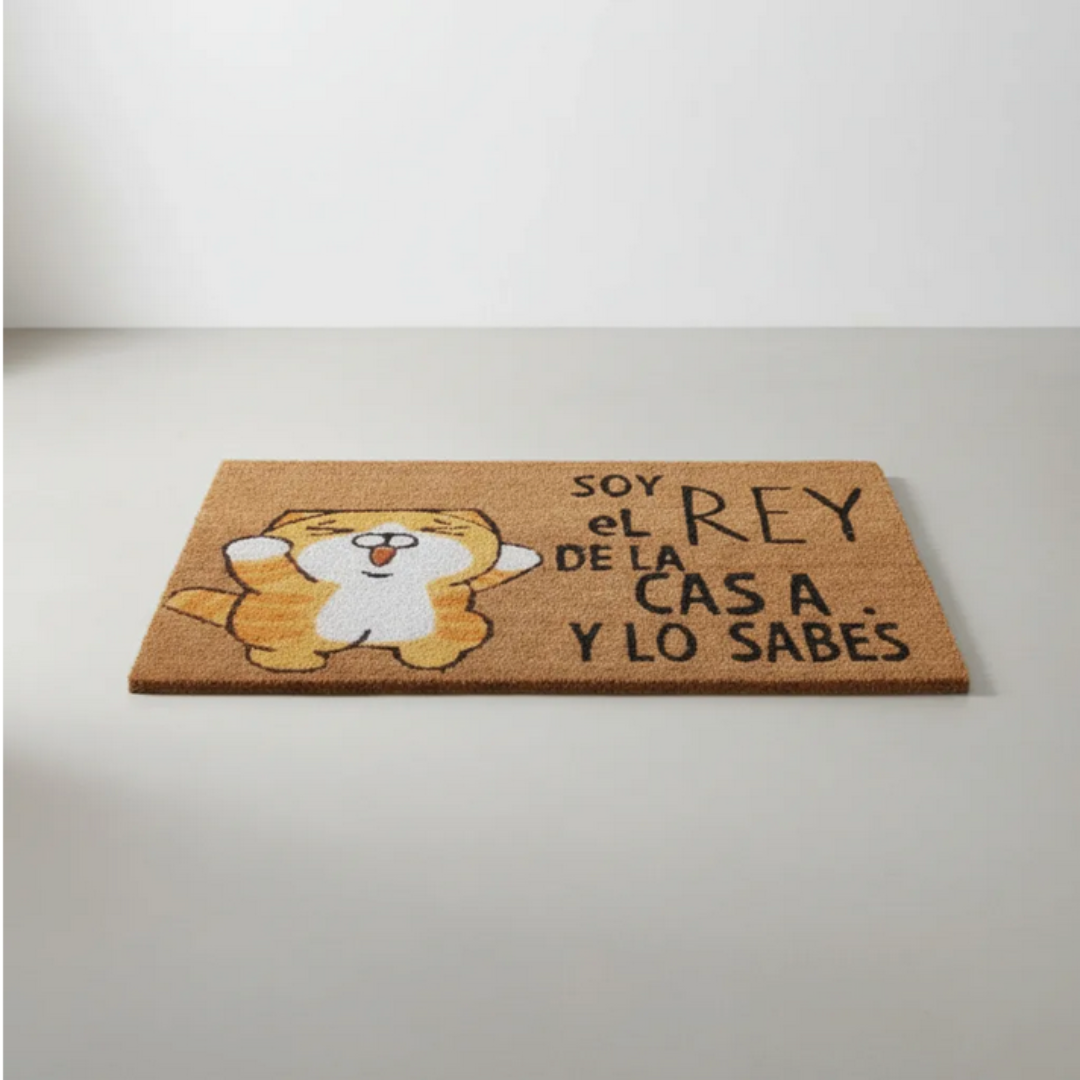 Alfombra Limpia Pies de Mimbre con Diseño Gatito (60 x 40)