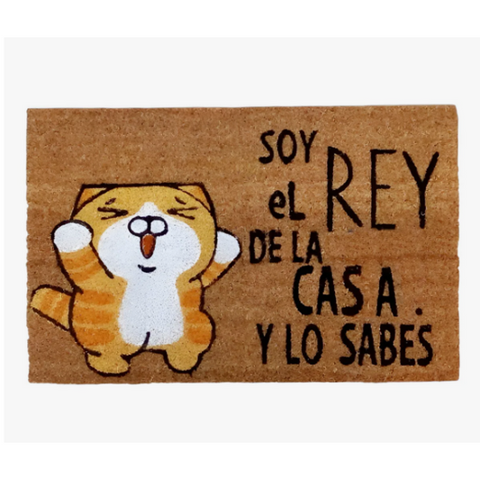Alfombra Limpia Pies de Mimbre con Diseño Gatito (60 x 40)